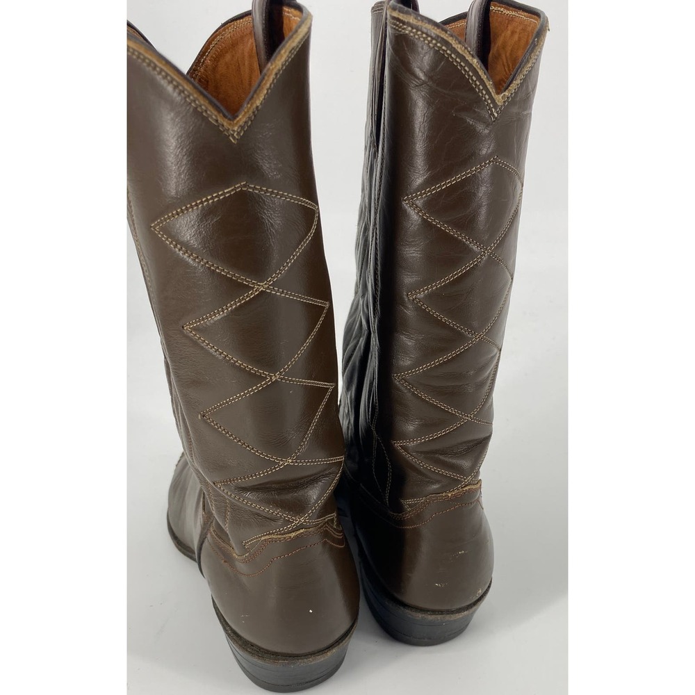 Vintage Justin Cowboy men 9AA Classic Western Two Tone Wing Tip boots L4050 - Picture 7 of 8